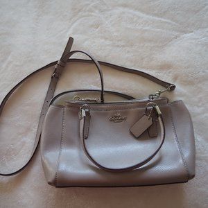 Coach leather bag with shoulder strap, in gray